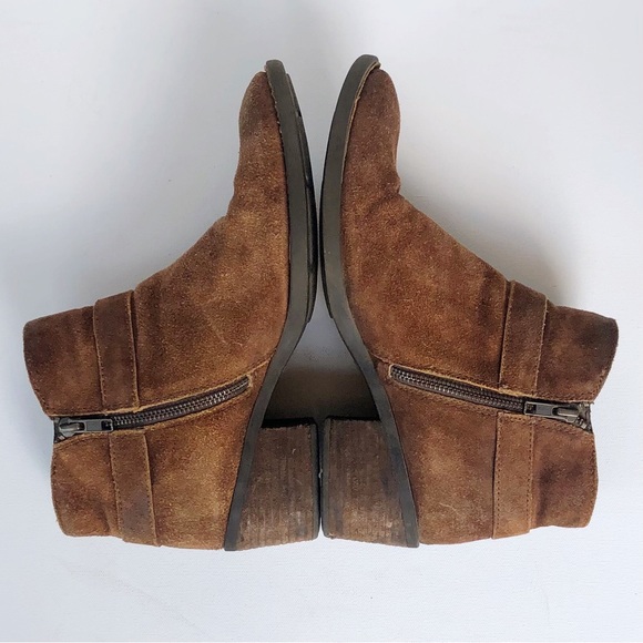 Born Adia Tabacco Distressed Rugged Suede Boots Womens 9.5 Leather Moto Ankle - Picture 7 of 12